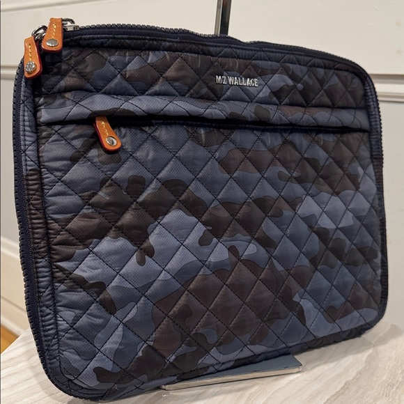 MZ Wallace Other - MZ Wallace Bag Laptop Metro Organizer Sleeve Blue Black Camouflage Quilted Nylon